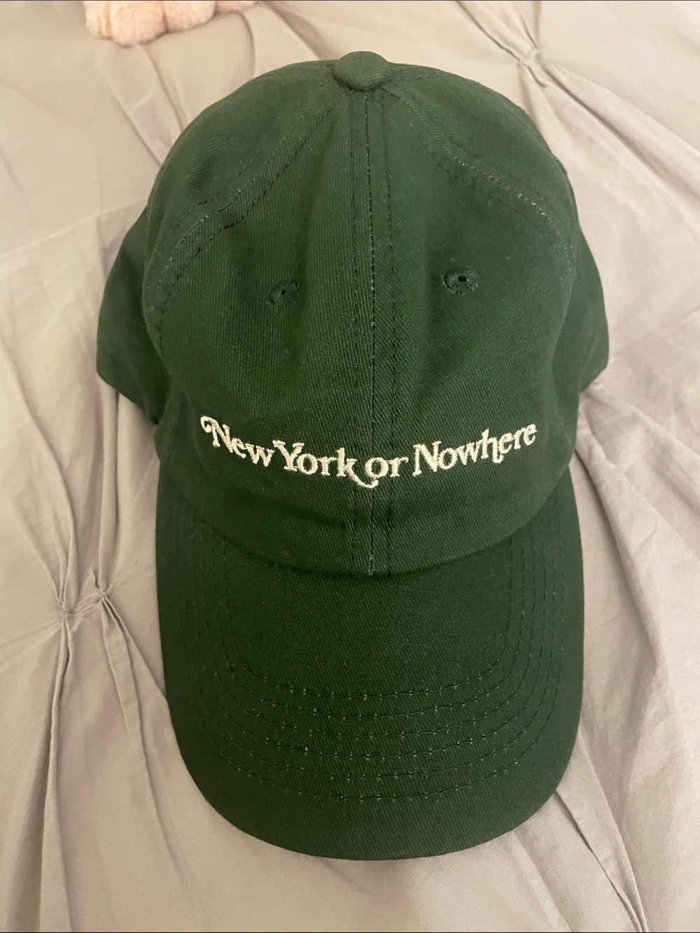 Green "New York or Nowhere" Embroidered Baseball Cap